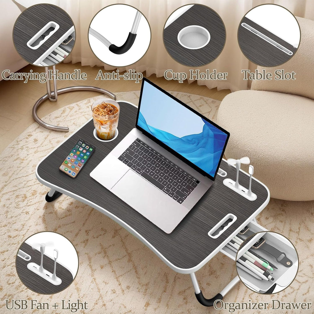 Huracan Laptoptisch Betttablett Klappbar, Tragbares Laptop Tisch für Bett, Lapdesk mit Schublade, Ta