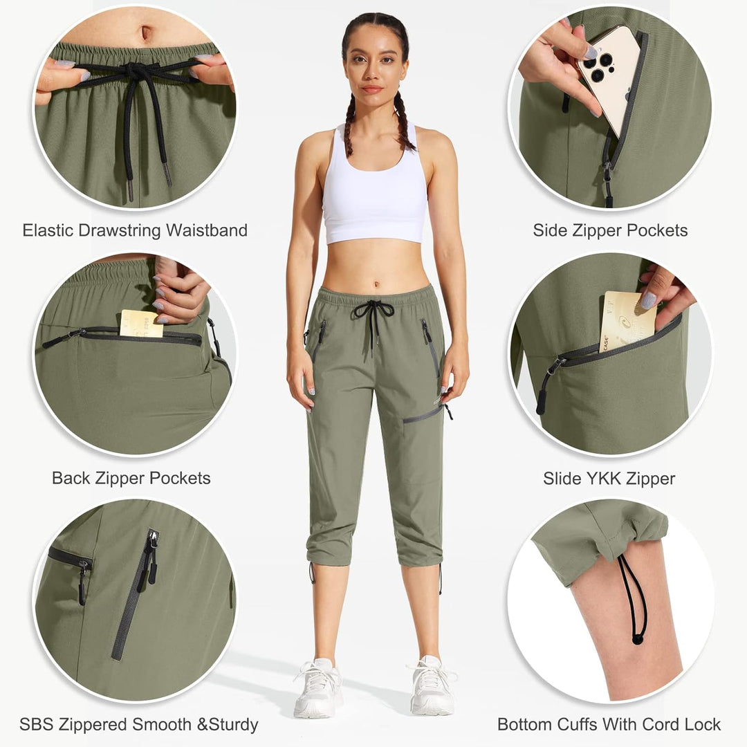 MOCOLY Damen Wanderhose Cargohose Wasserdicht Elastische Outdoorhose Cargo Jogginghose Trekkinghose