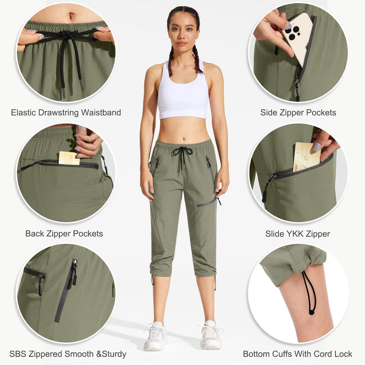 MOCOLY Damen Wanderhose Cargohose Wasserdicht Elastische Outdoorhose Cargo Jogginghose Trekkinghose