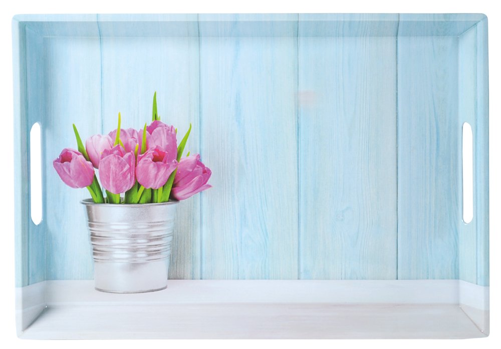KESPER Serviertablett, 77392, Motiv: TULPEN, Masse: 50 x 35 x 4,5 cm