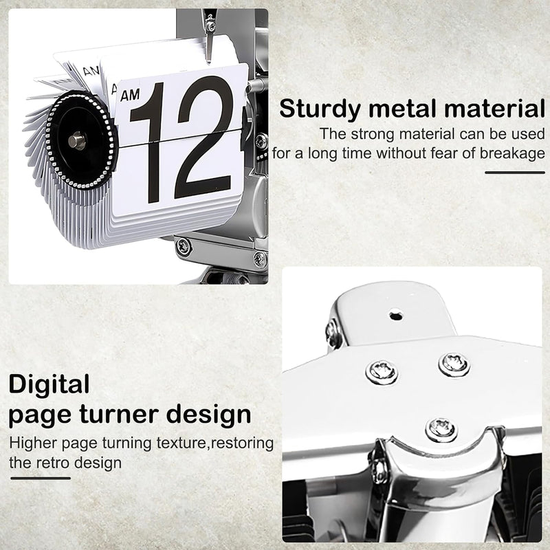 Serlium Digitale Flip-Down-Uhr, Digitale Retro-Flip-Down-Uhr, Minimalistische Einzelfuss-mechanische