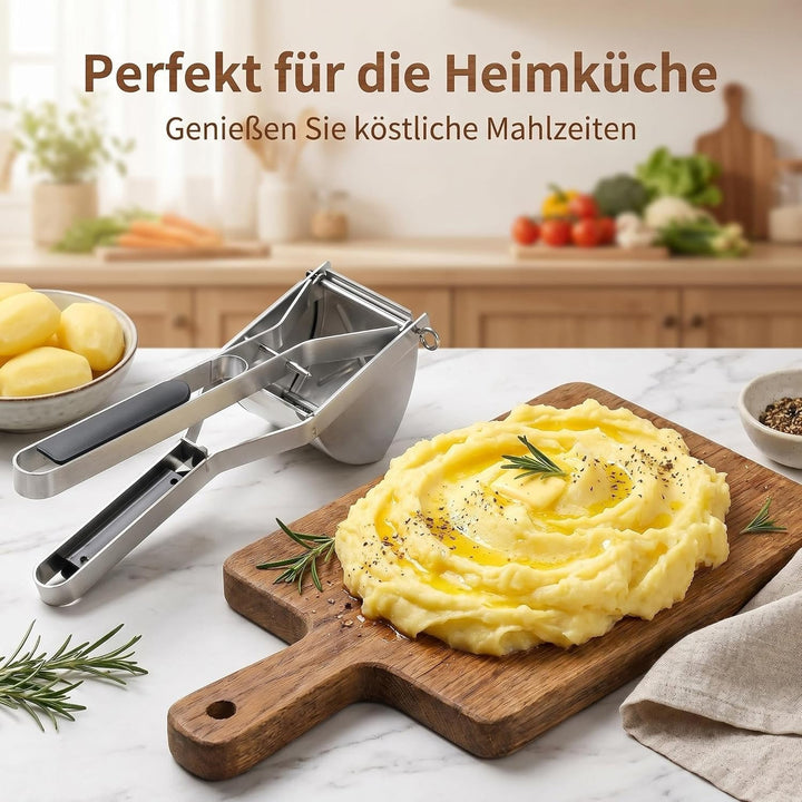 DULCE DOM Kartoffelpresse aus Edelstahl | Robustes Gemüse- & Obstpassiergerät für cremiges Püree | E