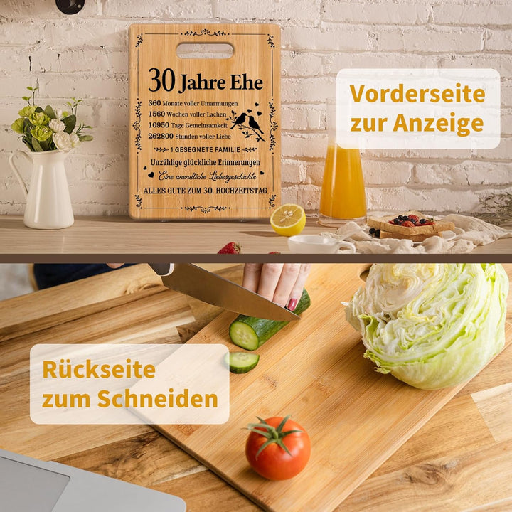Geschenke zur Perlenhochzeit, Bambus-Schneidebrett zur Feier der Perlenhochzeit, Romantisches Gesche