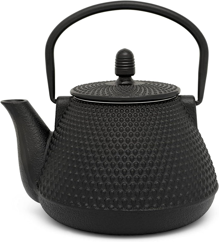 kleine schwarze genoppte gusseiserne Asia Teekanne 0.8 Liter