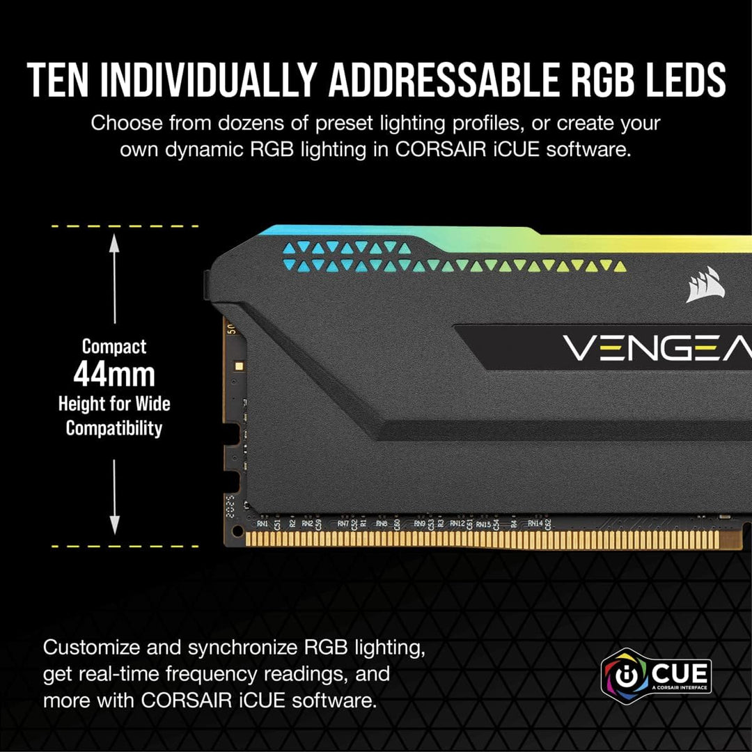 Corsair VENGEANCE RGB PRO SL 32GB (2x16GB) DDR4 3200 (PC4-25600) C16 1.35V Optimized for AMD Ryzen -