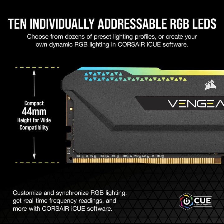 Corsair VENGEANCE RGB PRO SL 32GB (2x16GB) DDR4 3200 (PC4-25600) C16 1.35V Optimized for AMD Ryzen -