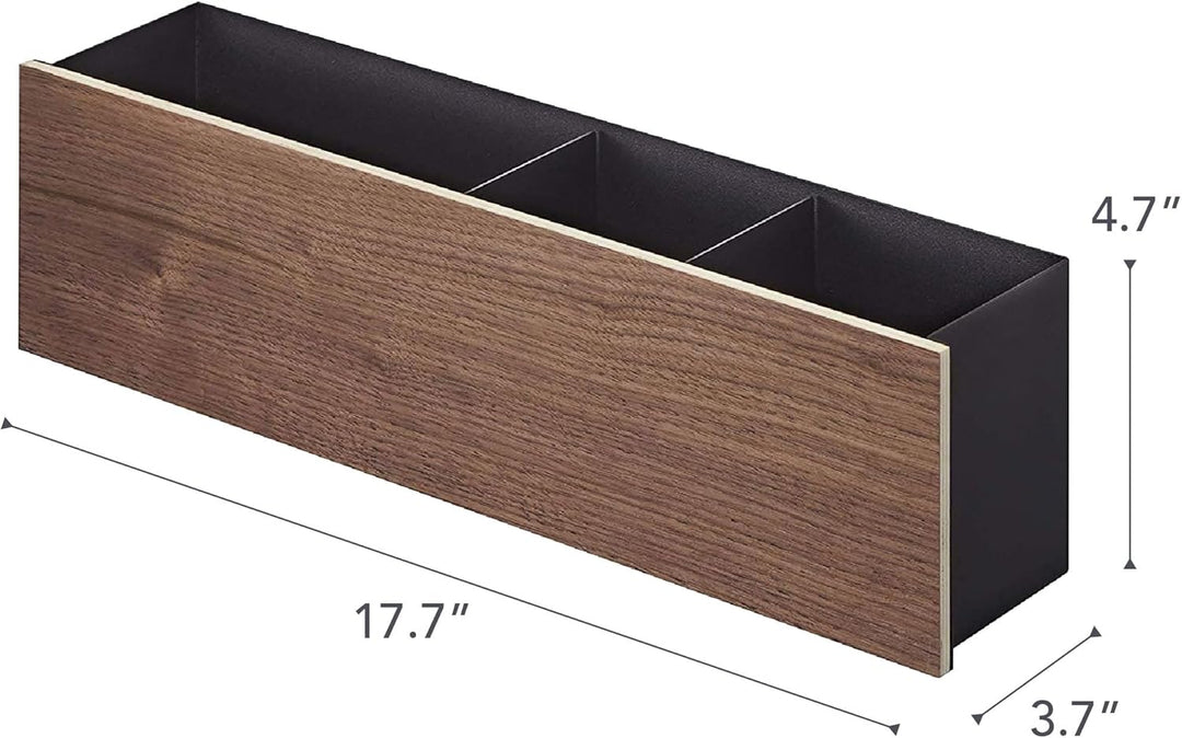 YAMAZAKI RIN Schreibtisch-Organizer für Zuhause, Stahl Sperrholz, Schwarz, One Size, Schwarz
