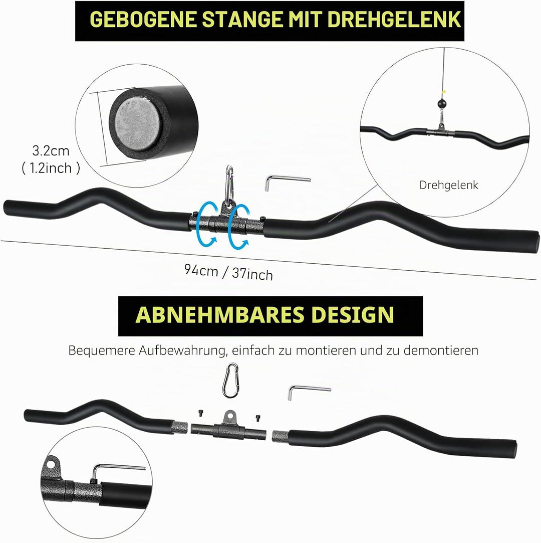 Lyndwin Latzugstange Bizeps Stange Klimmzugstangen Zugstange Muskelzugstange für Zuhause Bodybuildin