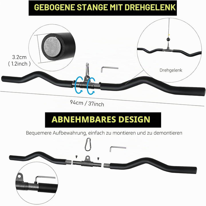 Lyndwin Latzugstange Bizeps Stange Klimmzugstangen Zugstange Muskelzugstange für Zuhause Bodybuildin