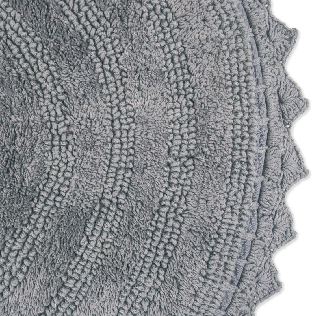 DII Crochet Collection Wende-Badematte, rund, 69,8 cm Durchmesser, Grau Round, 27.5" Diameter Grau,