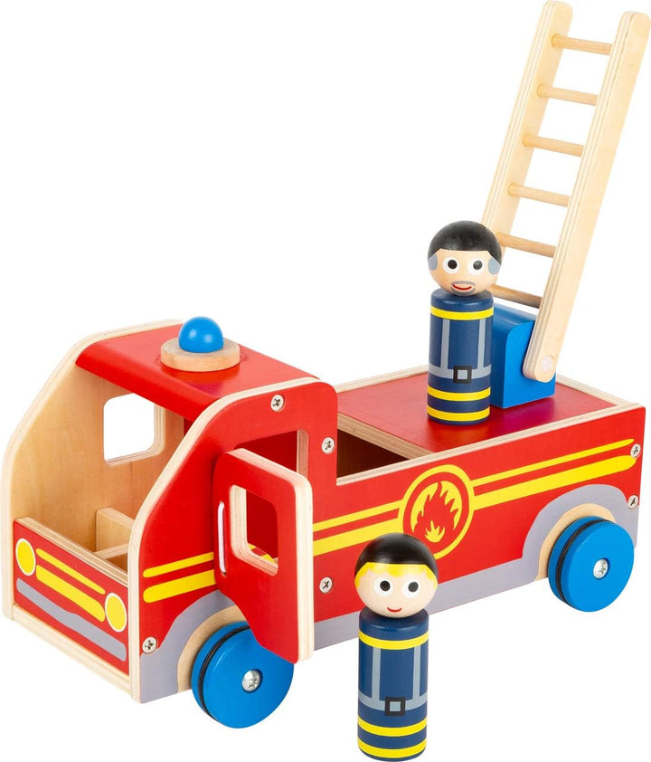 small foot Grosses Feuerwehrauto aus Holz, mit Spielfiguren und bewegbarer Rettungsleiter, ab 3 Jahr