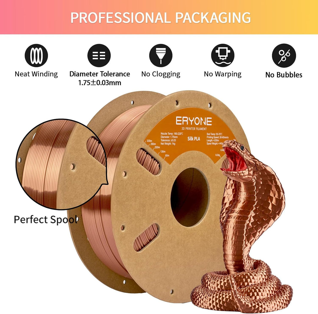 ERYONE Seiden PLA Filament 1.75mm, PLA Seiden Filament für 3D Drucker, 1.75mm +/- 0,03 mm, 1kg /Spul