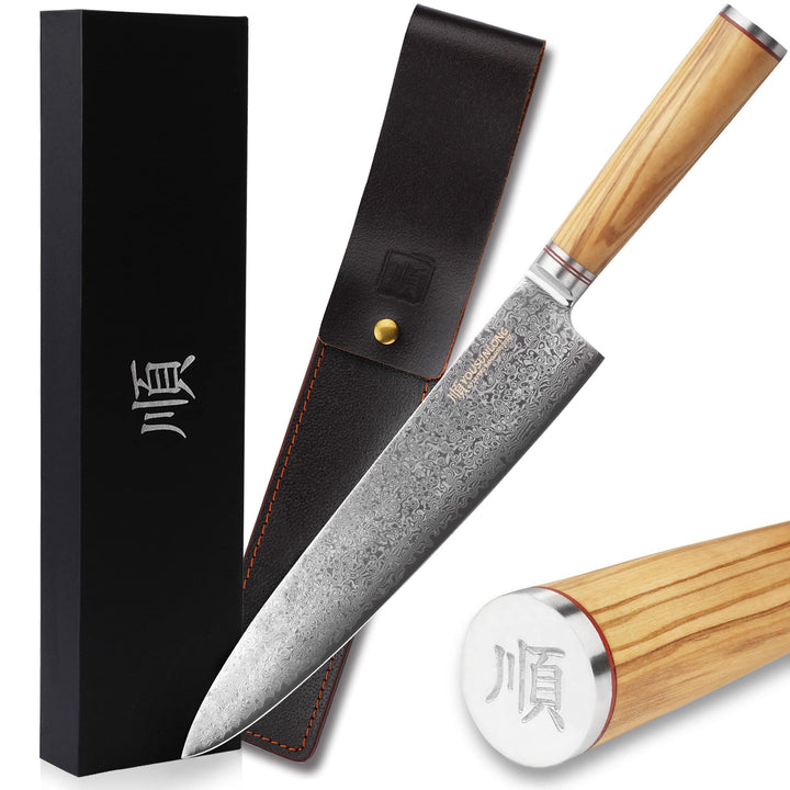 YOUSUNLONG Kochmesser 25,5 cm (10 Zoll) Japanisches Hackmesser Damaststahl Super Sharp - Griff aus i