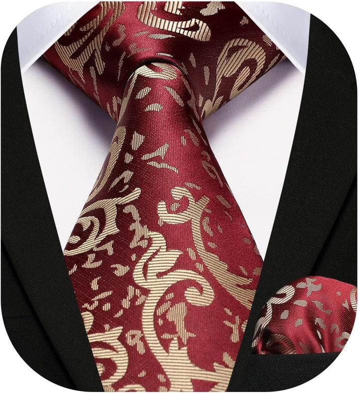 HISDERN Herren Weste Paisley Floral Jacquard Krawatte Einstecktuch Taschentuch Weste Anzug Set XL Bu