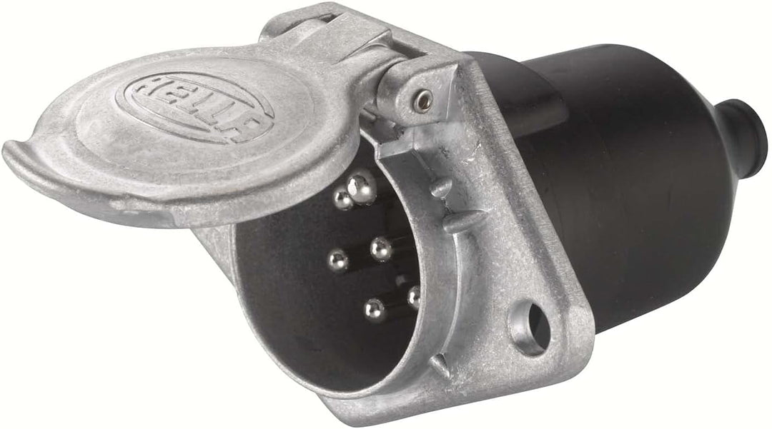 HELLA Steckdose - 24V - 7-polig - Flachsteckanschluss - Stecker: Flachstecker - Länge: 103mm - Alumi