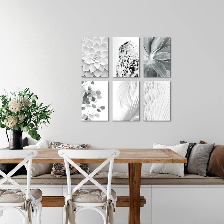 Novart Wandbilder Set - KOMPLETT AUFHÄNGFERTIG - Made in Germany - Moderne Bilder Boho Eule Wohnzimm