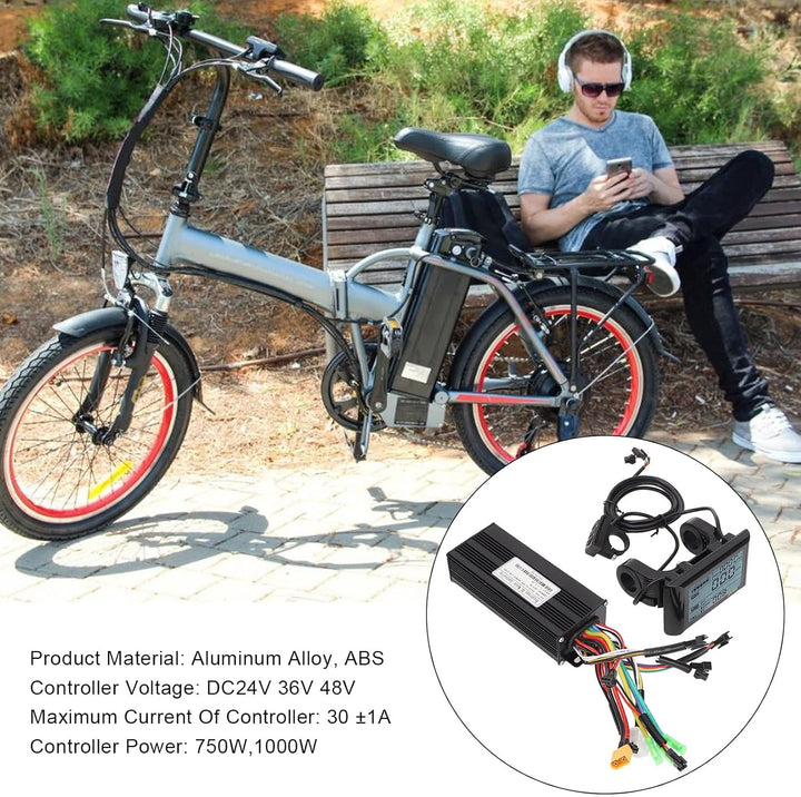 BuyWeek Elektrofahrrad Brushless Motor Controller Kit, DC 24V 36V 48V 750W 1000W 30A 3 Modus Sinuswe