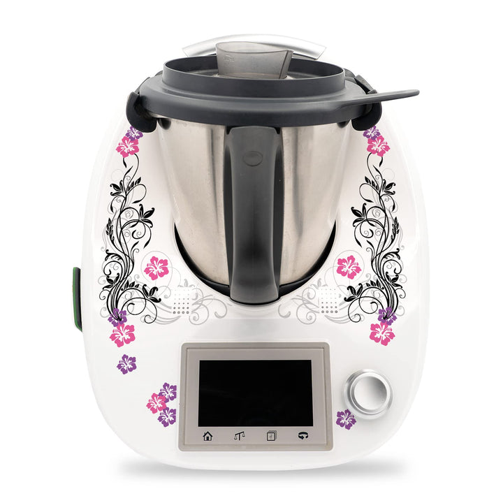 Finest Folia Deko Schutz Aufkleber kompatibel mit Thermomix TM5 Sticker Set | Klebefolie Hibiskus De