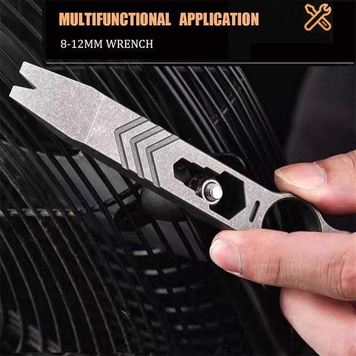 EDC-Multifunktions Brechstange aus Titan mit Flaschenöffner, Schraubenschlüssel, Nagelheber, Fallsch