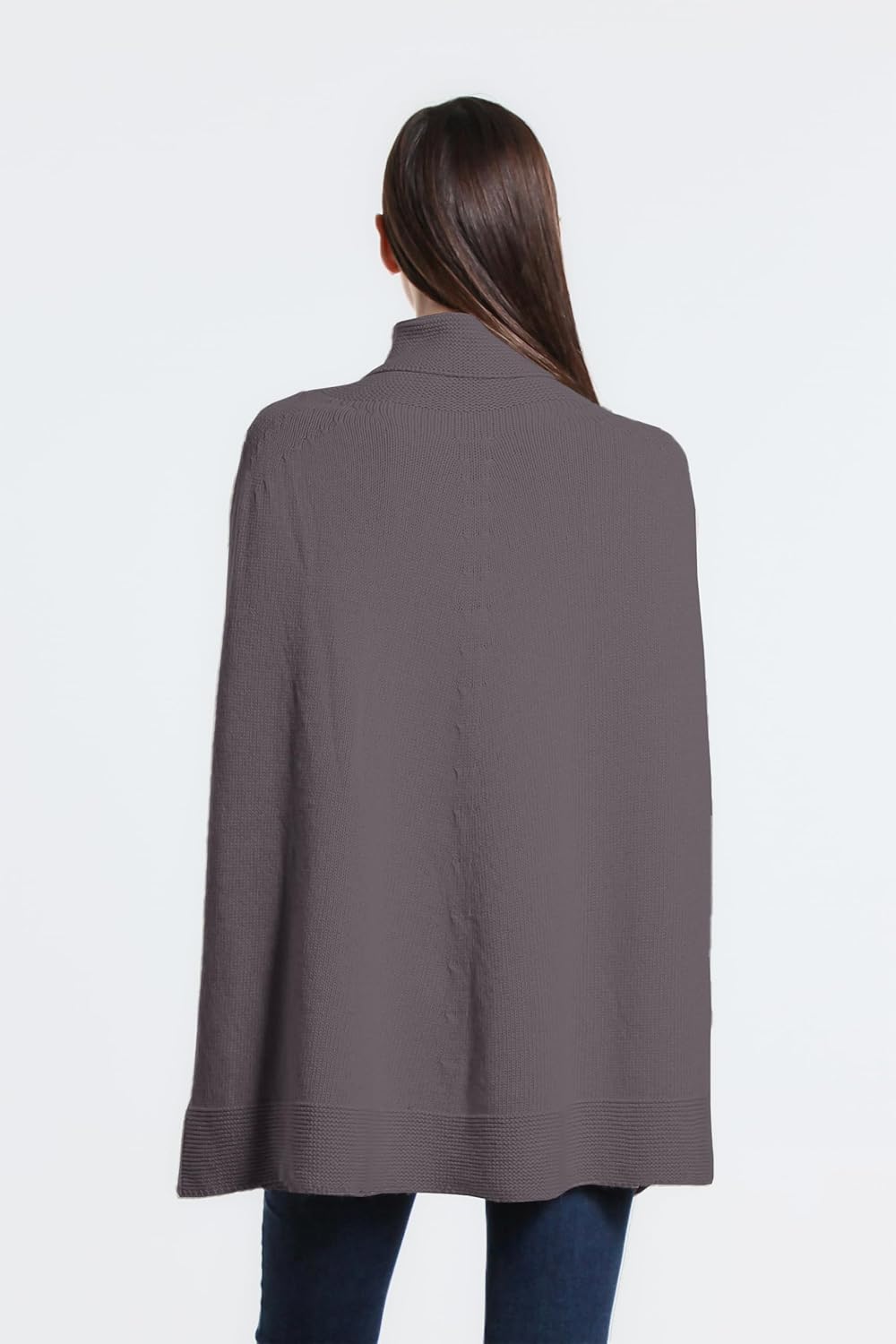 5348 Damen-Strickponcho mit geflochtenem Muster, runder Ausschnitt, weicher Herbst, Einheitsgrösse 8