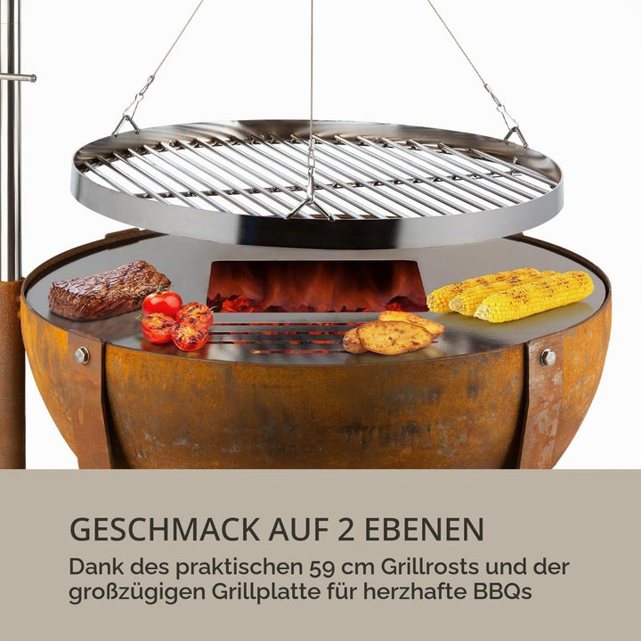 blumfeldt Fire Globe Feuerschale mit Grill, Grillring: Ø 59cm, Feuerschale: Ø 60cm, Grillrost: Ø 59c