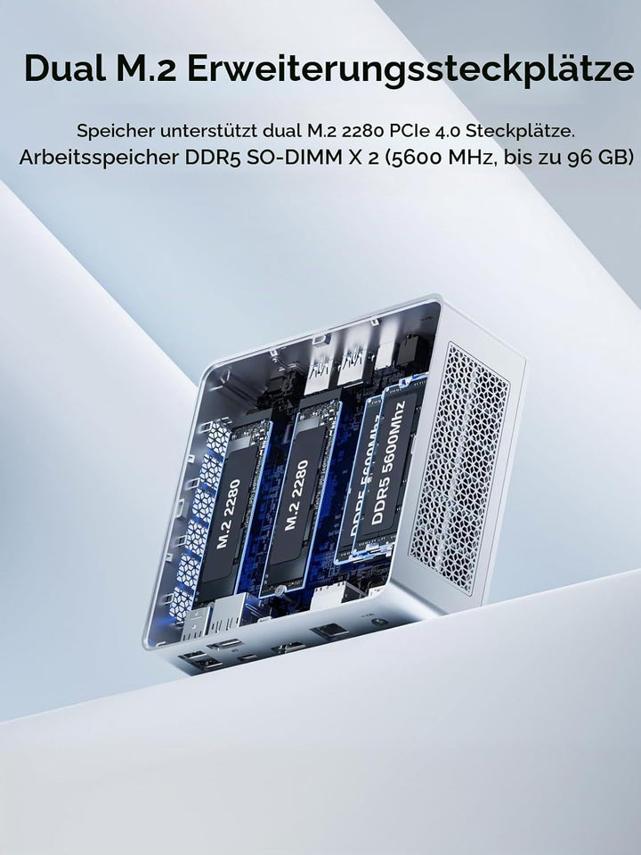 MINIS FORUM M1 Lite Mini PC, Intel Core Ultra 5 125U (12C/14T bis 4,3 GHz), 16 GB DDR5, 512 GB SSD,