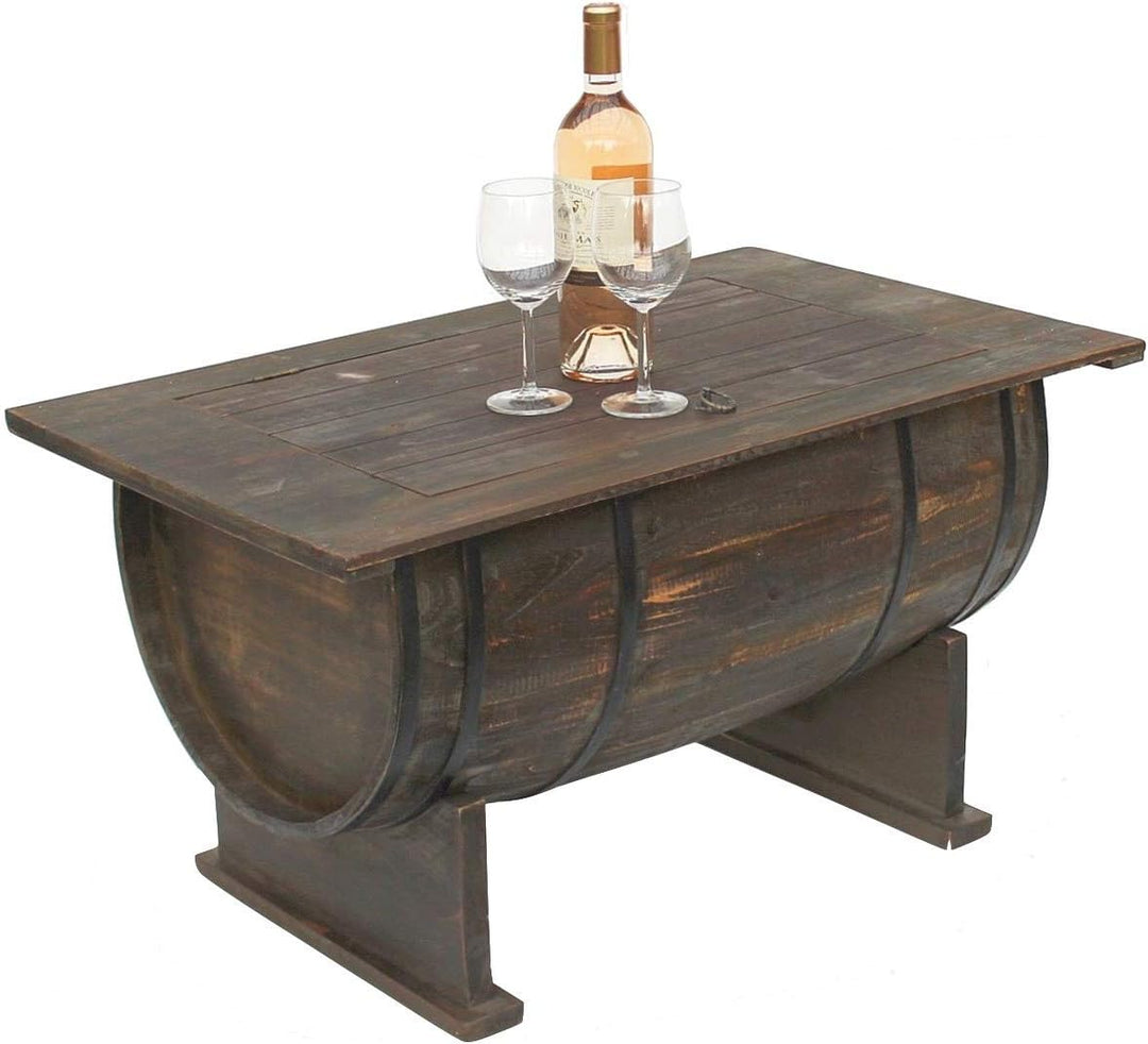 DanDiBo Couchtisch Wohnzimmer Vintage halbiertes Weinfass 5084-H 80cm Tisch aus Holz Beistelltisch W