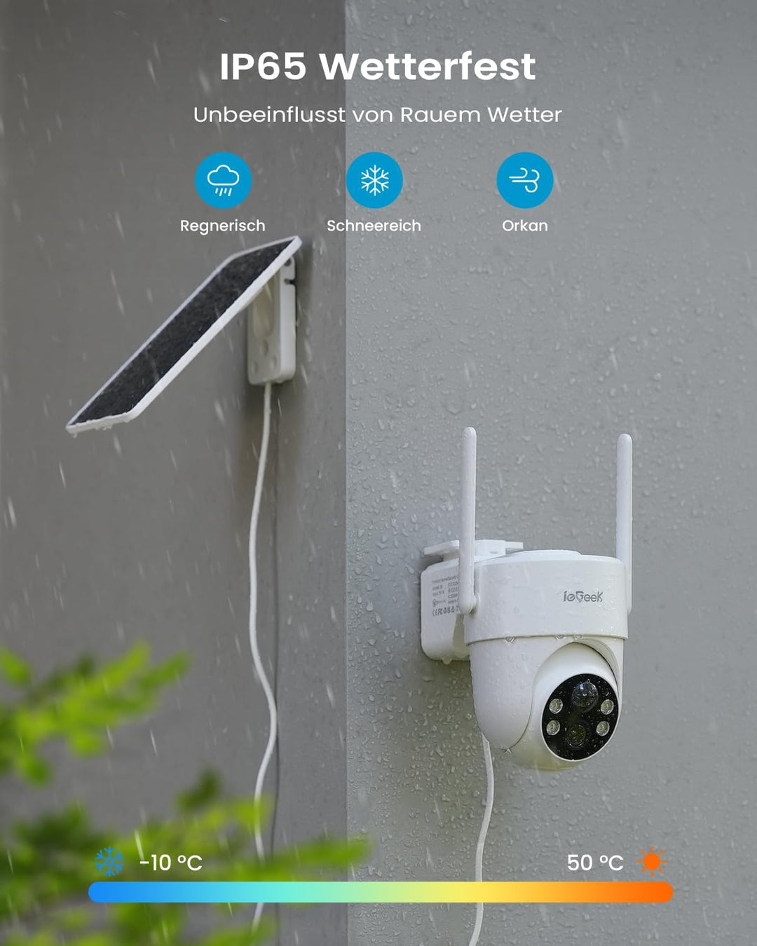 ieGeek 2K Überwachungskamera Aussen Solar: 360° PTZ Kamera Überwachung Aussen, 2.4GHz Aussenkamera W
