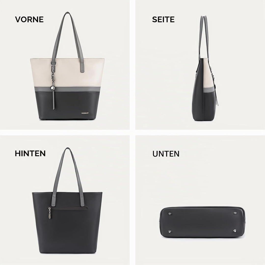 Pomelo Best Handtasche Damen Shopper Gross Damen Tasche für Büro Schule Einkauf Elefantengrau, Elefa