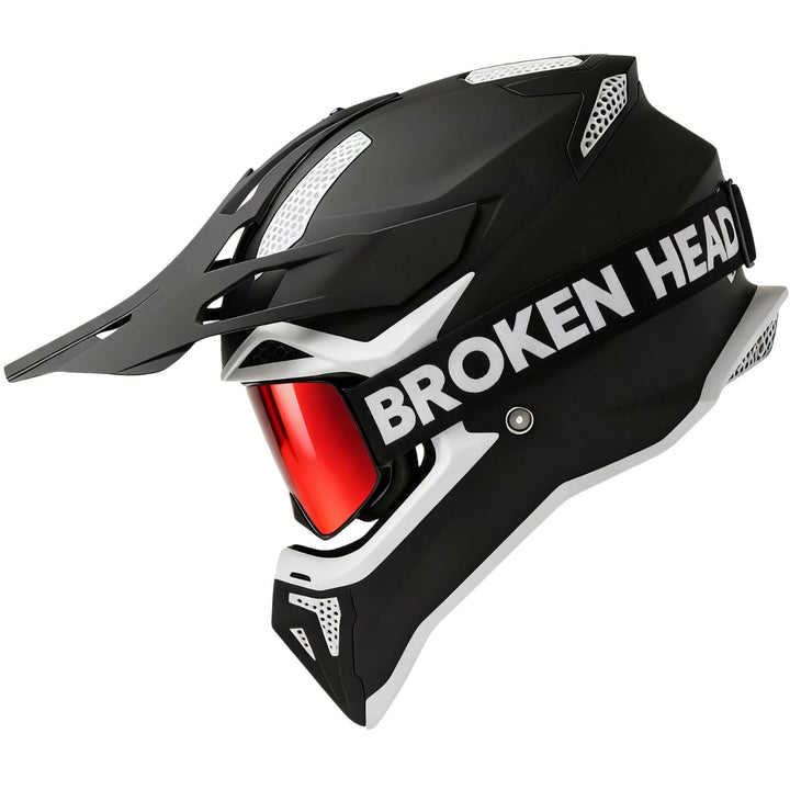 Broken Head Crosshelm BND Stealth - Motocross & Supermoto Helm - Leicht (ca. 1300 g), Brillenträger
