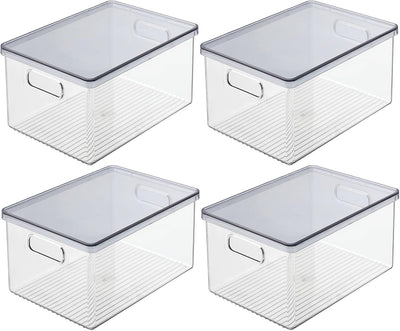 mDesign 4er-Set Kühlschrankbox – Kühlschrank Vorratsdose mit Griffen und abnehmbarem Deckel – lebens