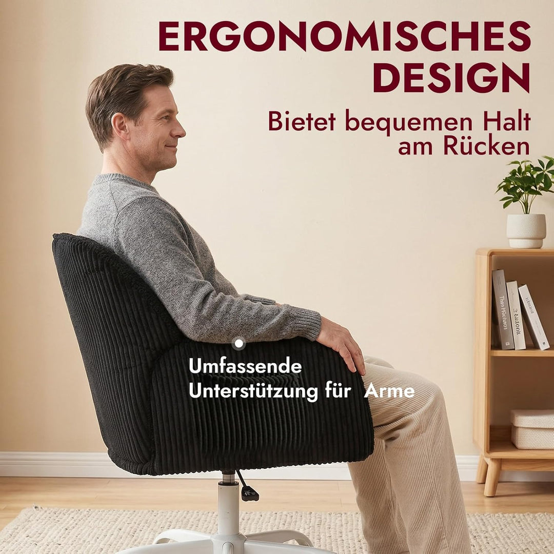 Bürostuhl Schreibtischstuhl Homeoffice Stuhl Schminktisch Stuhl – Sherpa- & Cordstoff, Ergonomisch m
