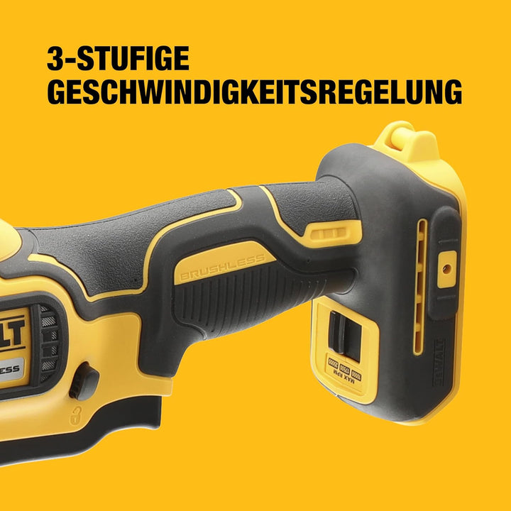 Dewalt Akku-Geradeschleifer (18V, bürstenlos, 6 mm Spannzange, dreistufige Drehzahlelektronik, LED-L