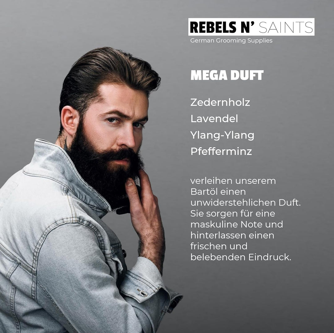 REBELS N' SAINTS Bartöl Aura - 100% natürlich - Pflegt Bart und Haut - Made in Germany - 50 ml Zeder