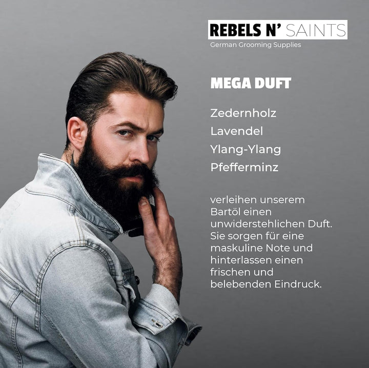 REBELS N' SAINTS Bartöl Aura - 100% natürlich - Pflegt Bart und Haut - Made in Germany - 50 ml Zeder