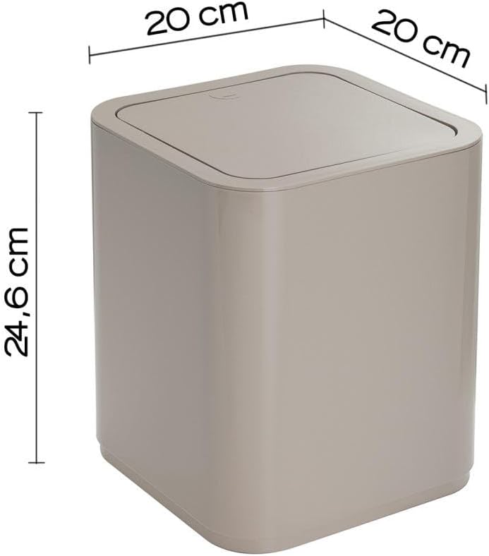 KIAMAMI VALENTINA - 8 Liter, quadratischer Abfalleimer mit Deckel in Beige | Agave Beige 8l, Beige 8