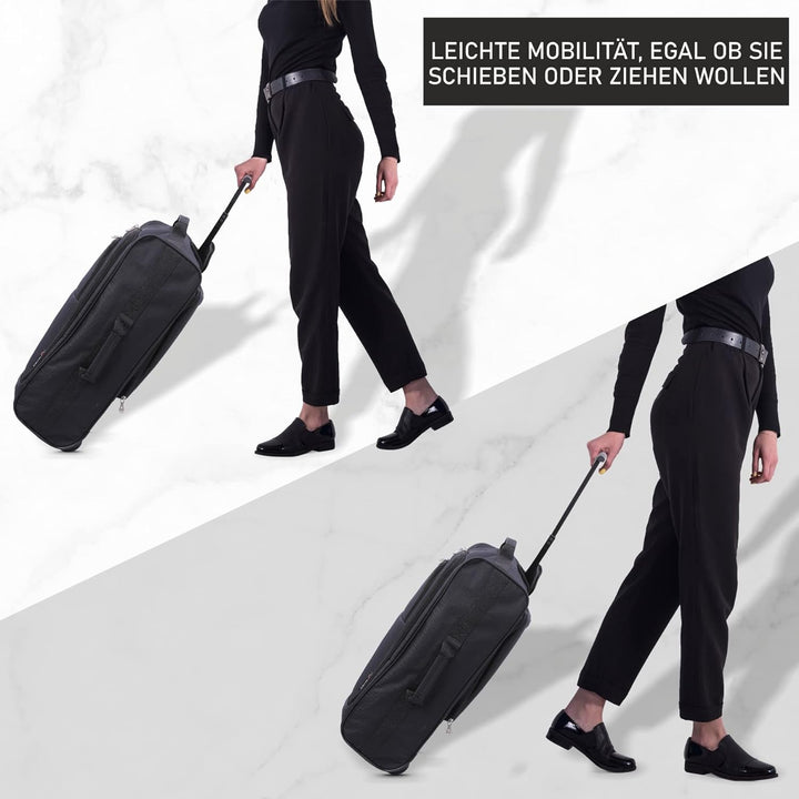 5 Cities 42L Handgepäck Trolley Koffer Rucksäck 2-Rad Bordgepäck Schwarz, Schwarz