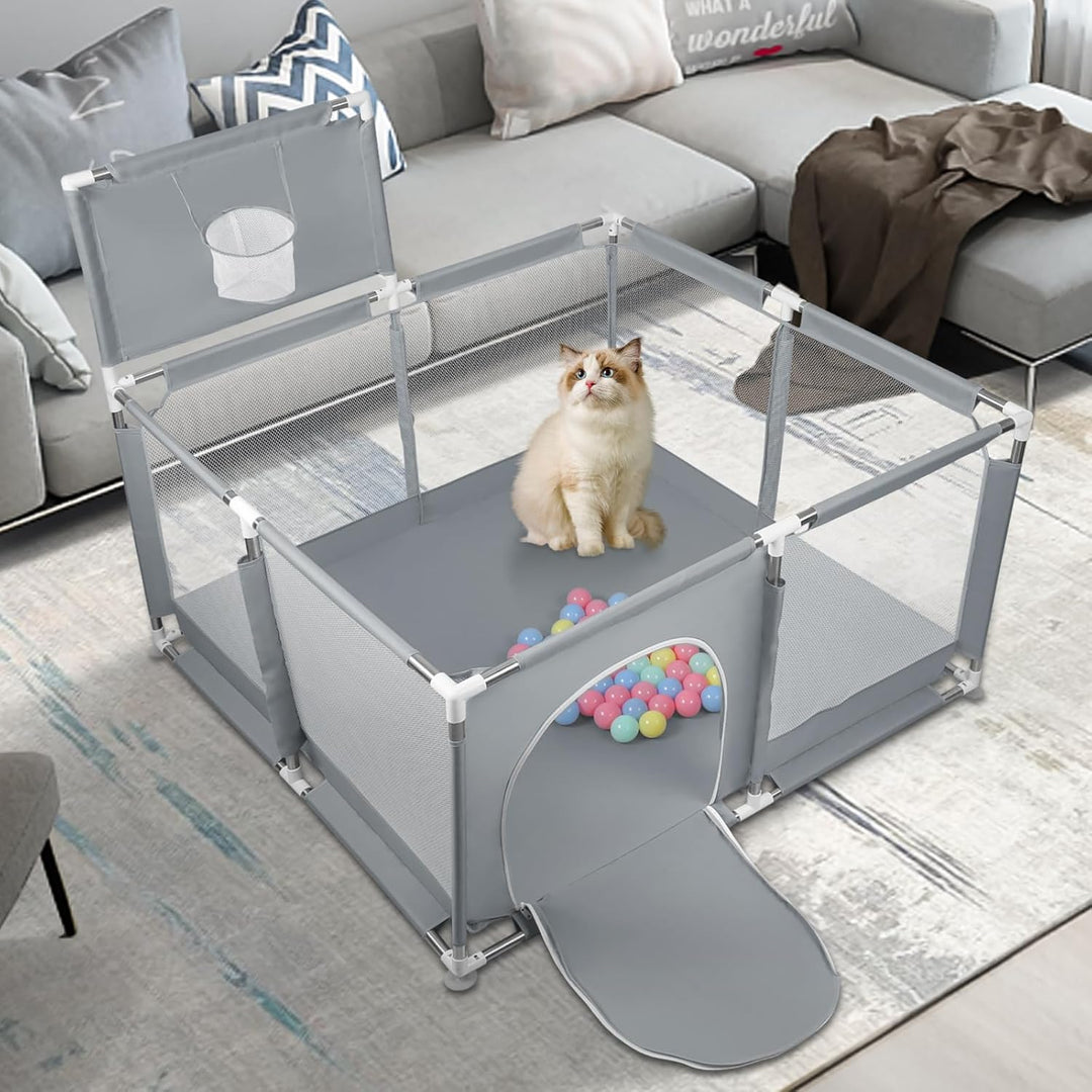 Laufstall Baby,Laufgitter mit atmungsaktivem Netz, sichere Spielecke, Oxford-Gewebe, Playpen, kinder