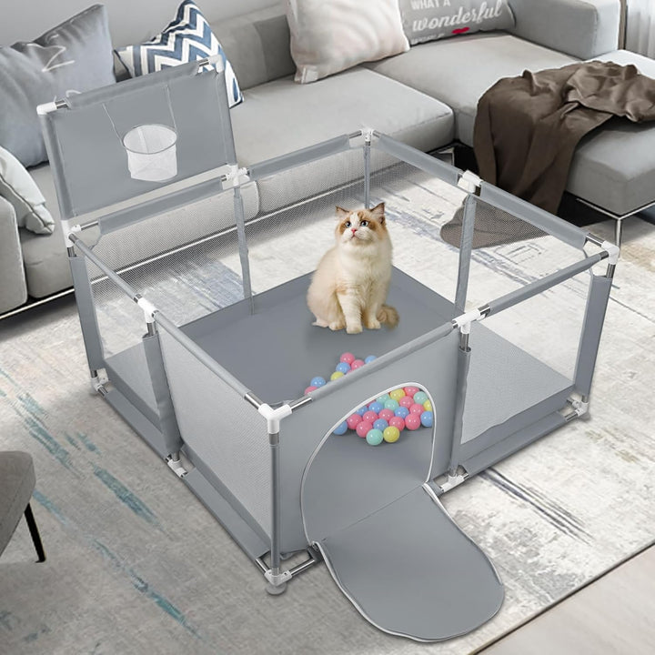 Laufstall Baby,Laufgitter mit atmungsaktivem Netz, sichere Spielecke, Oxford-Gewebe, Playpen, kinder