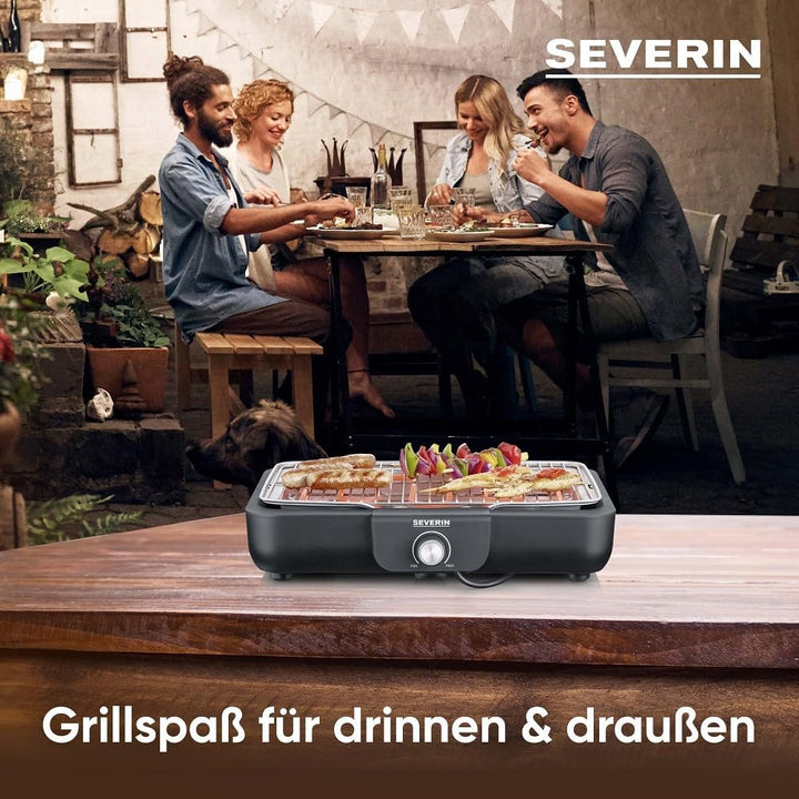 SEVERIN Tischgrill mit hochwertigem Edelstahl-Grillrost, für drinnen und draussen, 2.300 W, schnelle