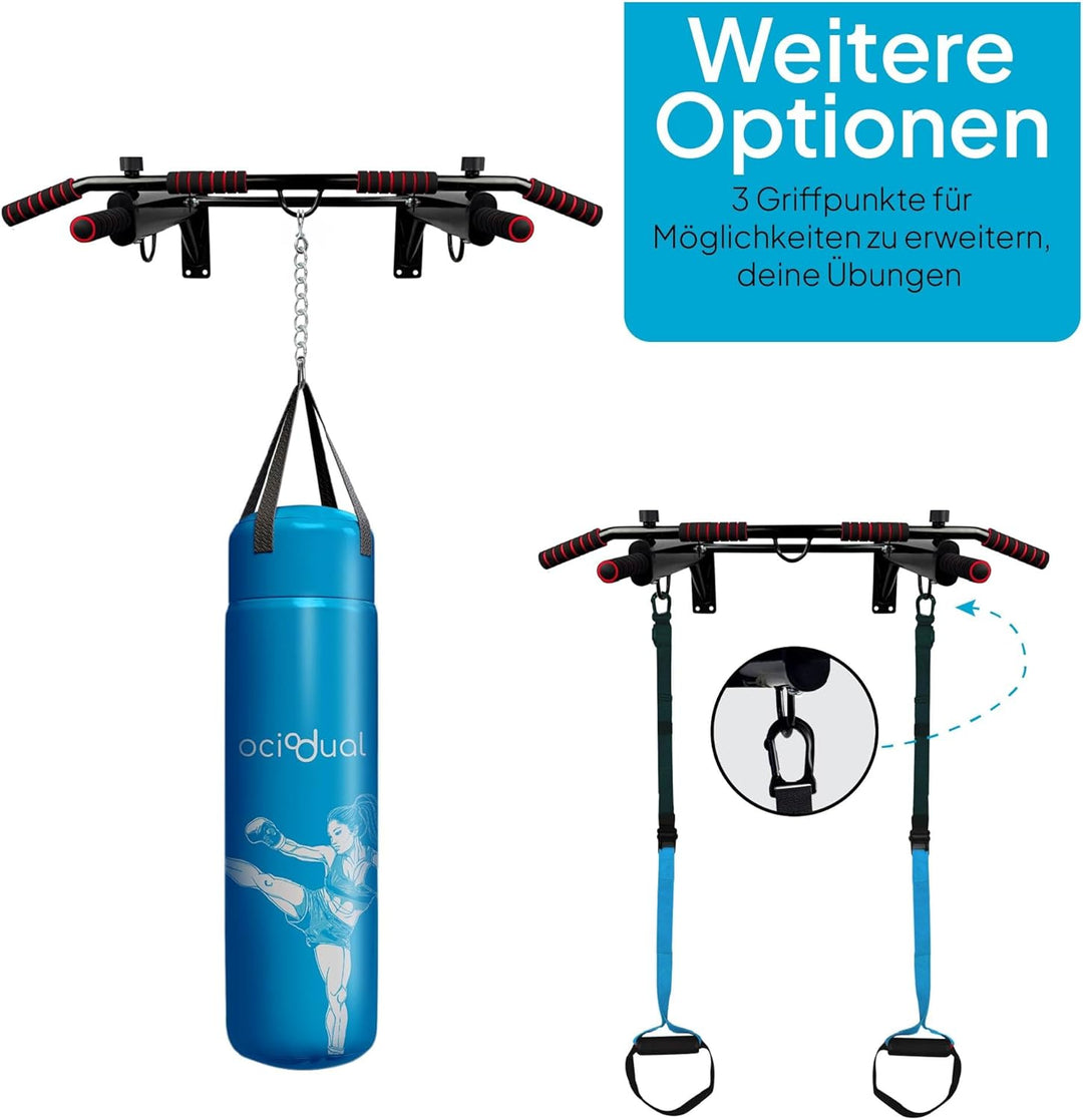 OcioDual Klimmzugstange Wand Professionelle, All-in-One-Multifunktion, Klimmzugstange zur Wandmontag