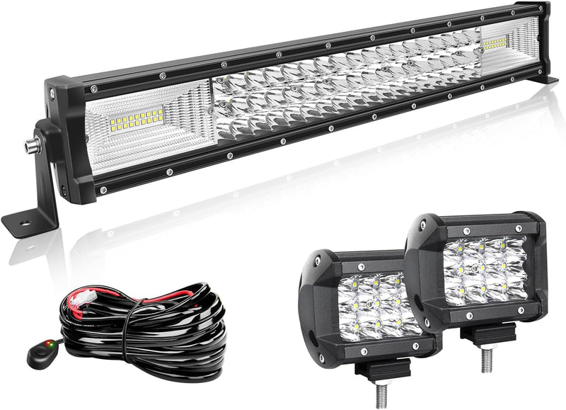 Willpower 22 Zoll 56CM 270W Led Arbeitsscheinwerfer Bar Gebogen + 2pcs 4 Zoll 36W Led Scheinwerfer +