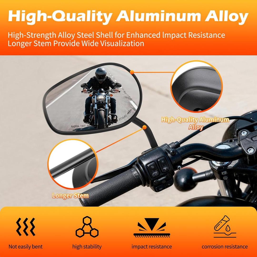 8mm Schwarzer Motorrad Rückspiegel Seitenlenker Rückspiegel für Sportster XL1200 883 48 Dyna Softail