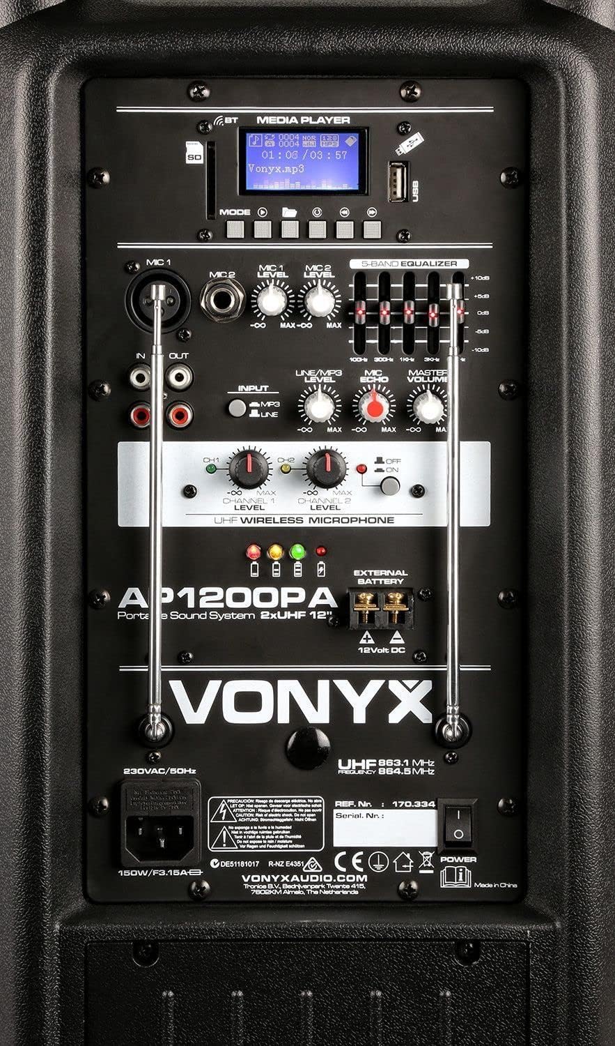 Vonyx AP1200PA - Mobile Partybox Bluetooth mit Akku, 600 Watt Party Lautsprecher mit Mikrofon, Musik