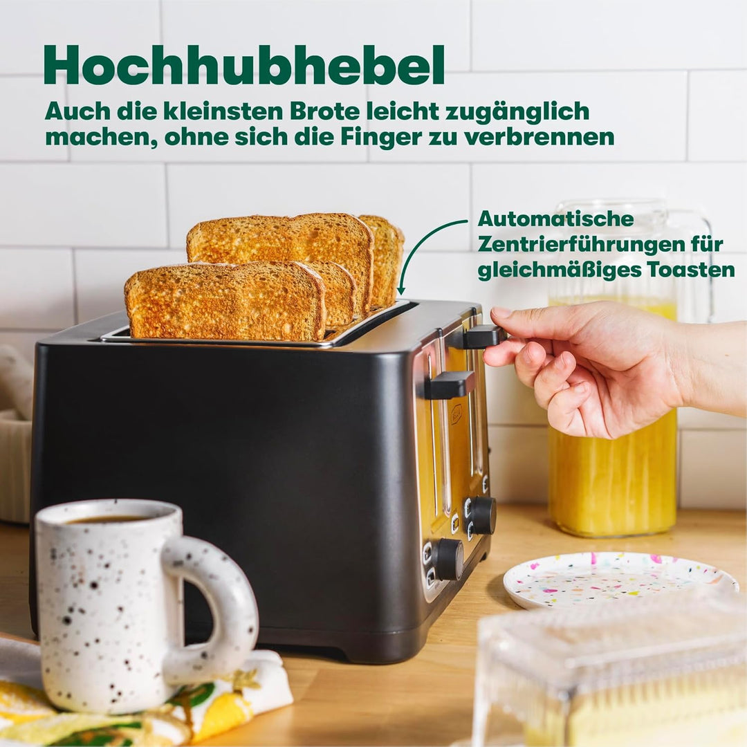 bella 4 Scheiben Toaster mit Automatischer Abschaltung, Extra Breite Schlitze und Abnehmbare Krümels