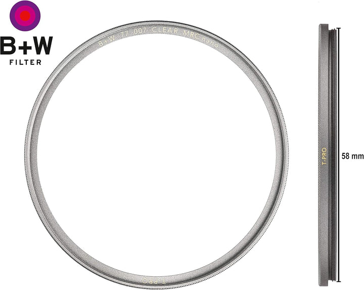 B&W 007 Schutz-Filter, Clear Filter T-Pro, Titan-Finish, MRC Nano, 16x vergütet, super Slim, Premium