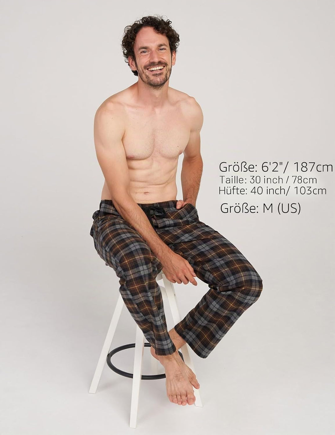 LAPASA Herren Fleece Pyjamahose Relaxed Fit Lounge Hose M128 M Wärmer: Baumwollflanell Baumwollflane