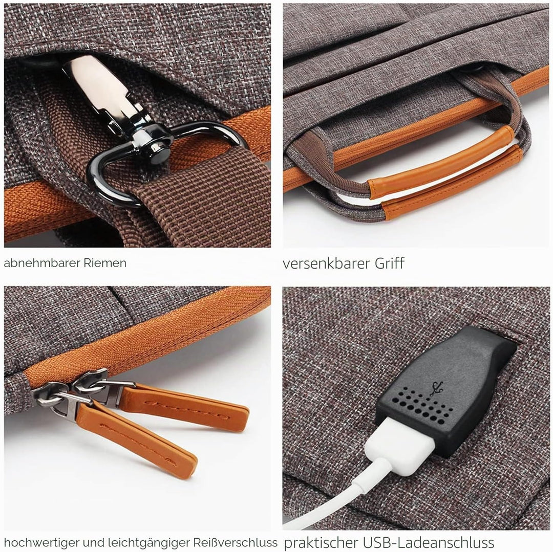 DOMISO 10,1-10,5 Zoll Wasserdicht Laptop Tasche Aktentasche Tragetasche Schultertasche mit USB Ladea