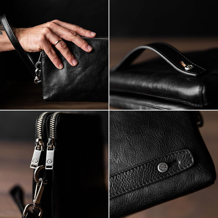 Time Resistance Leder Clutch für Herren – Organizer Tasche für Herren – Handgelenktasche – Aktentasc