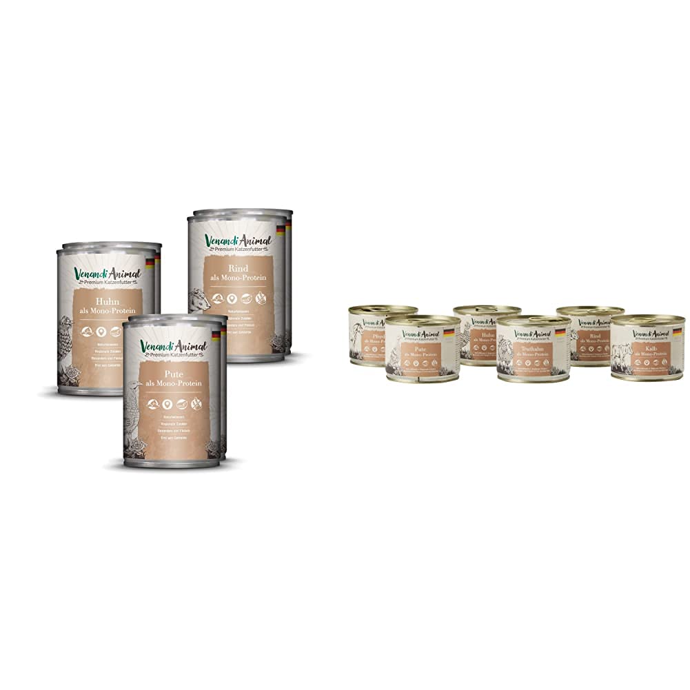 Venandi Animal Premium Nassfutter für Katzen, Probierpaket - 6 x 400 g, 2.4 kg &amp; Premium Nassfutter